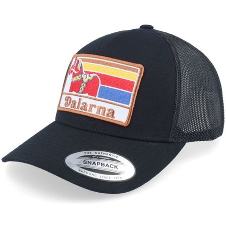 Wild Spirit - Svart trucker Keps - Swedish Dalarna Landscape Black A-Frame Trucker @ Hatstore