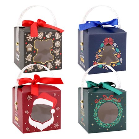 24 st papper jullådor med genomskinligt handtag och fönster