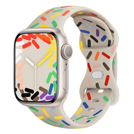 Lämplig för Apple Watch-armband 38/40/41mm nytt regnbågs Sport Band silikon fjärilslås Stjärnfläckar