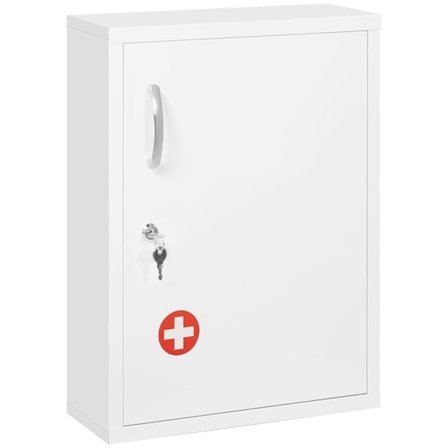 Rootz Medicinskab - 3 rum - Låsbart - Med receptrum - Robust stålhus - Hvid - 40 x 15 x 53,5 cm