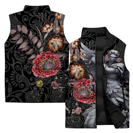 Vintervest til Mænd - Stilfuld Skulptural Print Jakke - Herretøj 2024 Harajuku Streetwear Ærmeløs P24141MHH-90PG L