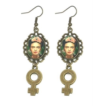 Earrings - Frida Kahlo - Female Symbol - Bronze