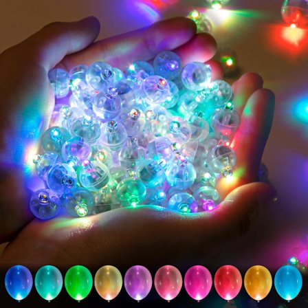 LED-ballongljus, 100 st LED-ballonglampor, minirunda boll LED-ballongljus, för bröllop, festdekoration (färgglada)