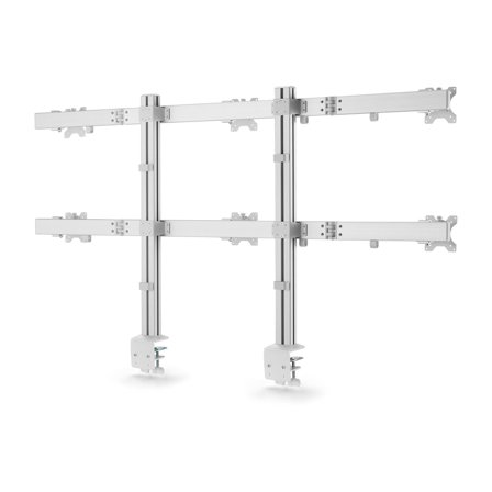 StarTech Six-Monitor Desk Mount w/ Crossbar Up To 32-inch Computer Screens/Max 17.6lb each Dual Column C-clamp/Grommet
