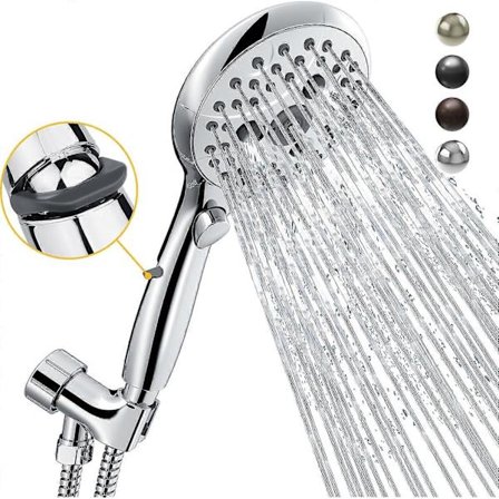 Dusjhode med 7 innstillinger og av/på-bryter, polert krom høytrykksdusj EIU