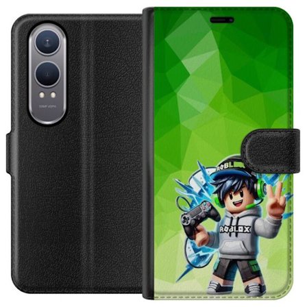 Kompatibelt Lommeboketui til OnePlus Nord CE4 Lite Roblox-inspirert gamerfigur med headset, håndkontroll og energiske effekter mot grønn bakgrunn