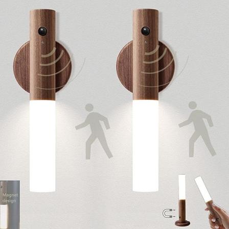 LED nattlys bevegelsessensor 2-pakke batteridrevet vegglampe innendørs USB oppladbare lys trappelampe trådløs magnetisk skaplys bærbar