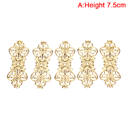 50 st Vintage Metallblad Filigran Blomma Skiva Berlocker DIY Hantverk Guld A