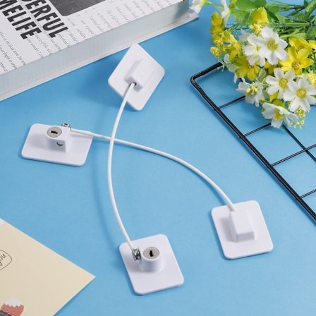 3 kappaleen valkoinen lapsiturvallinen ikkunalukko, liimautuva jääkaapin oven lukko, avausrajoitinvaijeri, E-Safe ikkunalukko