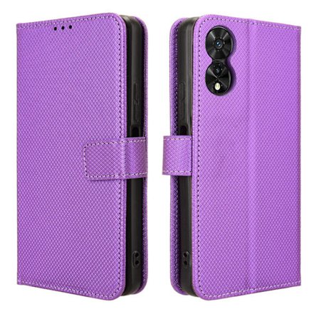 Kompatibelt med TCL 505 T509K T5094 Fodral Diamanttextur PU Läder Kortplatser Ställ Telefonskal - Perfekt Lila_tfrf
