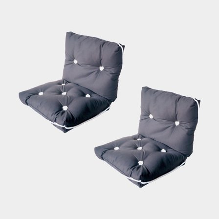 Båtdynor med kapok Moory, 45 x 76 x 8 cm, grå, dubbel, 2-pack