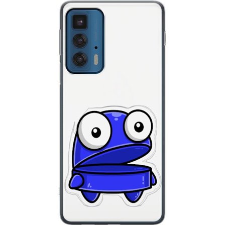 Kompatibelt Mobildeksel til Motorola Motorola Edge 20 Pro Blå tegnefilmfigur med åpent uttrykk og store øyne i morsom illustrasjon