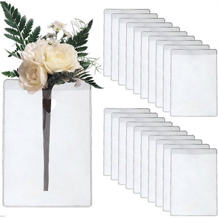 20 stk. Lomme Boutonniere Plastikærme, Pose til Boutonniere Kort Uden Reversnål