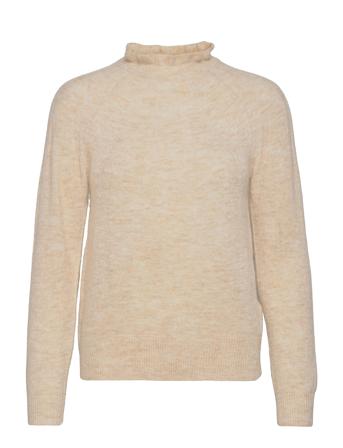 Vidua Crew Neck L/S Knit Top Beige Vila