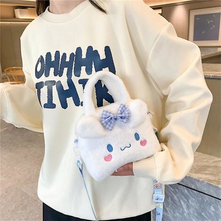 Sanrio Bag Kawaii Plysj Cinnamoroll Melody Kuromi Myk Stoff Håndveske Skulder Bag Anime Fylt Ryggsekk Jenter Barn Gaver