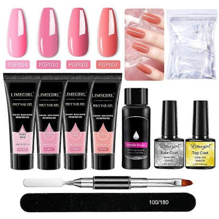 Nail Art Limegirl Kit Poly Nagel Gel Förlängning Blötläggnings Gel Kit Nagelkonst Akryl Gel Lack Kit För Nybörjare Semi Permanent Gel Så[YJD]