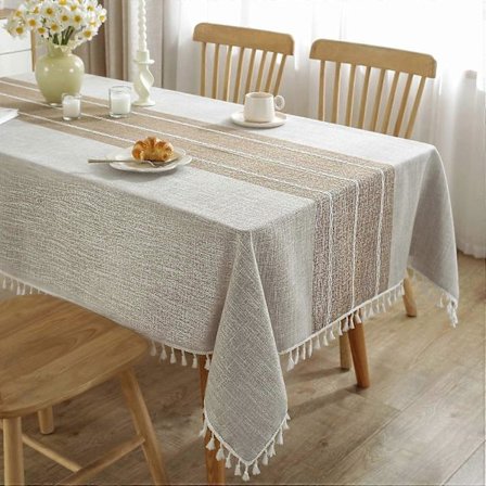 Bomuldslinned Dug Vandtæt Dug Rynkefri Bondegårds Spisebordsdækning, Bløde Stofduge, 140 x 140 cm, 2-4 Sæder
