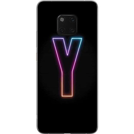 Kompatibelt Mobilskal till Huawei Huawei Mate 20 Pro Minimalistisk neonbokstav Y i färgskiftande ljus mot svart bakgrund