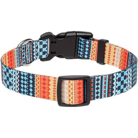 Hundehalsbånd med Boho Floral Tribal Geometrisk Mønster - Blødt Etnisk Stil Halsbånd Justerbar til Små Mellemstore Store Hunde (Størrelse S)