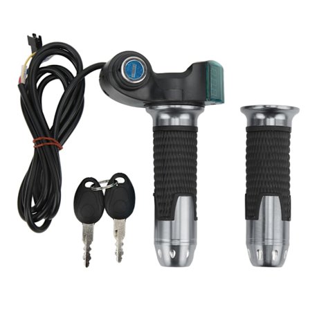 1 par elektrisk cykel gashåndtag dreje gashåndtag accelerator greb med grøn digital display korn mønster grå håndtag dæksel