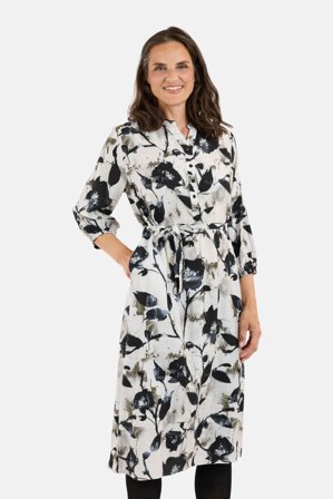 SIGNATURE - Kjole - Khaki Mix - Mønstret - 3/4 Ærmet