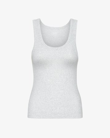 Women Organic Rib Tank Top - Snow Melange S