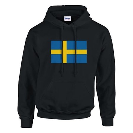 Hupullinen collegepaita - PIXELFORMA - Ruotsin lippu - Musta - Pitkät hihat - Unisex