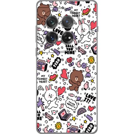 Yhteensopiva Puhelinkuori OnePlus 12 Söpö kawaii kuvio kuvaus karhu pupu sydämet ja rakkausteema värikäs piirretty suunnittelu inspiroima aasialainen