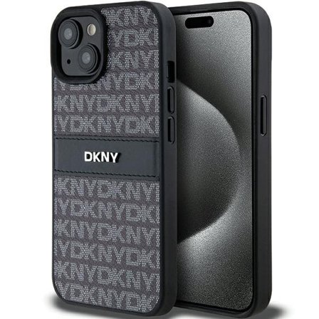 DKNY læretui med ensfarget stripe og metalllogo til $ 0000010n 15 Plus / 14 Plus - Svart