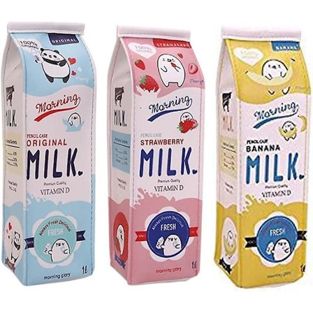 3 stk Melk Blyantveske, Glidelåsveske Organizer For Kontor, Skolemateriell.