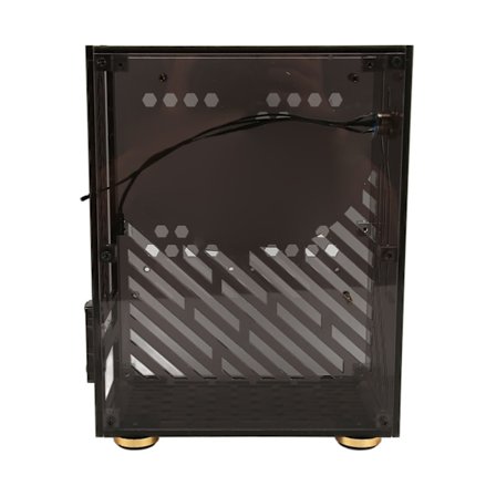 Mini ITX-kabinett 4,3L gjennomsiktig akrylpanel 360 graders kjøling dempende fotputer Mini PC-kabinett for FLEX 1U strømforsyning 2,5 tommers SSD 
