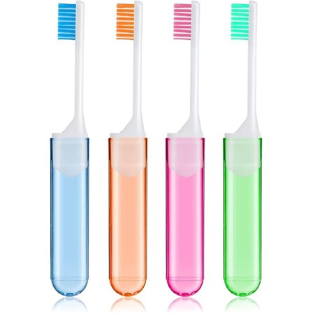 4-pak foldbar manuel tandbørste med bløde børstehår til skrøbelige