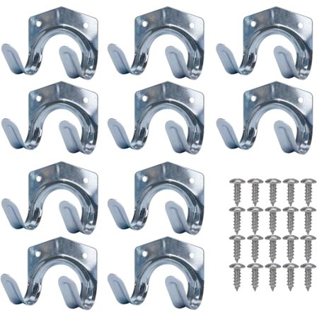 Metal Opbevaringskroge, Værktøjsholder til Metalplader, Stål U-formet Dobbelt Vægmonteret Haveredskabsstativ Kompatibelt med Garage, Skur, Lager, Have
