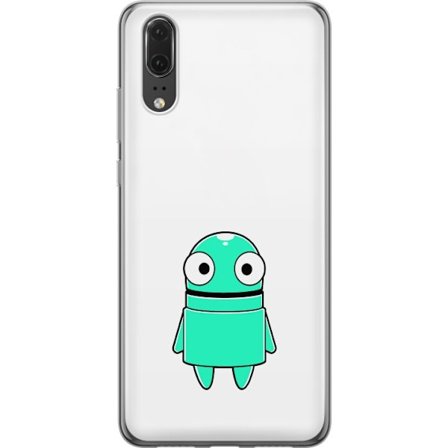 Kompatibel Mobilcover til Huawei Huawei P20 Turkis tegneseriefigur med store øjne og en glad personlighed i enkel illustration