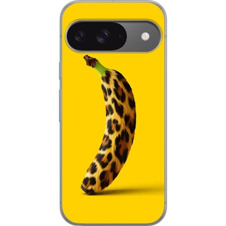 Yhteensopiva Puhelinkuori Google Google Pixel 9 Banaani leopardikuvioilla keltaista taustaa vastaan luovassa ja leikkisässä suunnittelussa