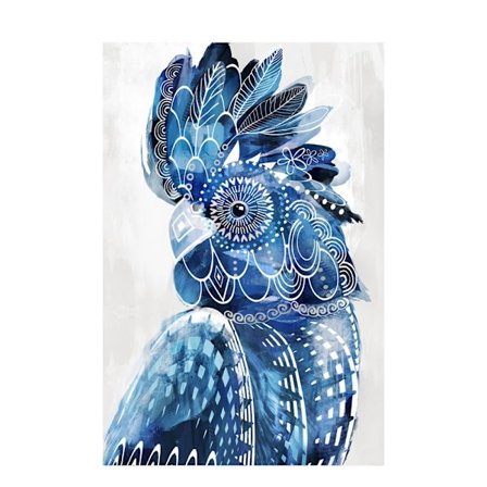 Lærredskunst med blå papegøje – 80x120 cm, træramme