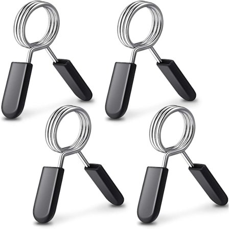 4 stk. fjederlås i stål til håndvægte - håndvægtslås med gummibelægning til håndvægtstænger - fitnessudstyr (28 mm, sort)