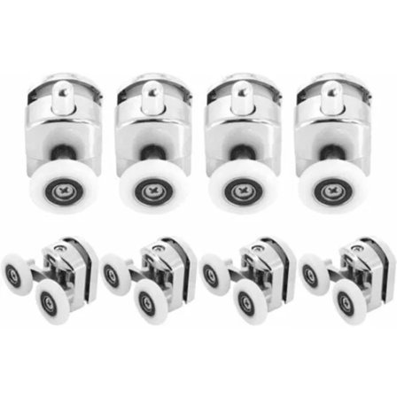 Duschdörrsrullar - Duschkabinsrullar i zinklegering - 25 mm Badrumsdusch Skjutdörrsrulle (4 Övre & 4 Nedre)