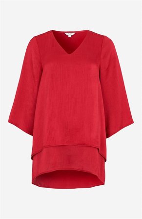 Cellbes of Sweden - V-udskåret tunika med trompetærme i rød til damer i størrelse 42/44