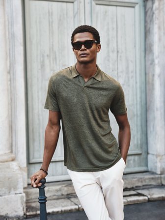 John Henric Herr Grön Slim Fit Pikétröja Linne Storlek XS