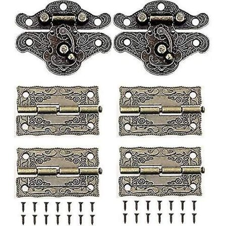 2 stk Antik Preget Hasp Lås Lås Skap Smykkeskrin Lås