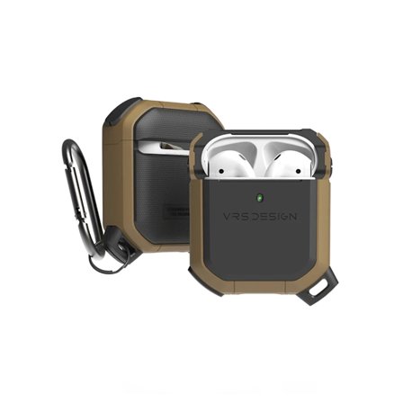 Stöttåligt Skal AirPods 1/2 med Karbinhake - Svart/Roséguld