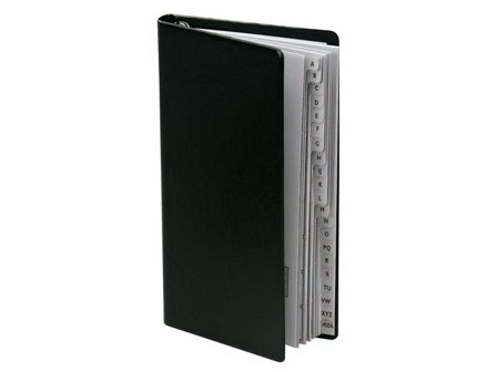 Vadderad telefonbok, alfabetiskt index, 215 x 130 mm, svart - Lyreco - Kontorsmaterial - Block och anteckningsböcker - Block övriga