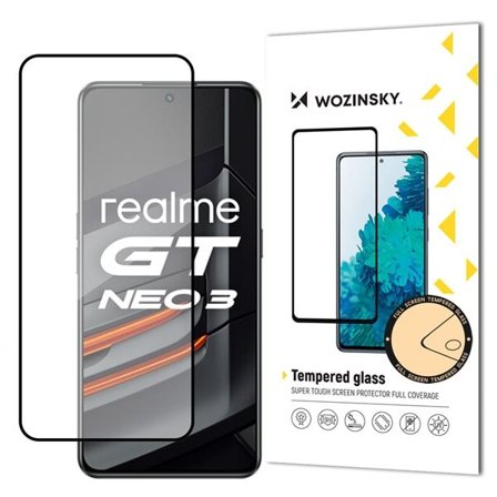 Wozinsky Super Tough Full Glue Karkaistu Lasi, Case Friendly, Realme GT Neo 3, Musta