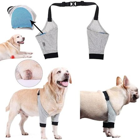 Hundeleddhylse Valpes Hund Forpote Kjæledyr Benbeskytter Myke Puter Albuebeskytter Hæl Støtte Hundes Albue Støtte Hund Grå (XL)