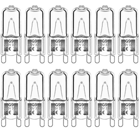 12 kpl G9 halogeenilamppuja 33 W 230 V 2800 K lämmin valkoinen 380 lm, kirkas kapseli halogeenilamput himmennettävät, ei stroboskooppia, ei välkyntää