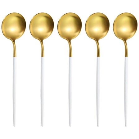 5 Soup Spoons Stainless Steel Compact Western Kitchen Spoons