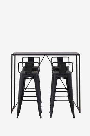 Venture Home - Barsæt Brea med 4 barstole Tempe - Sort - Spisebordssæt 4 personer - Fra Homeroom