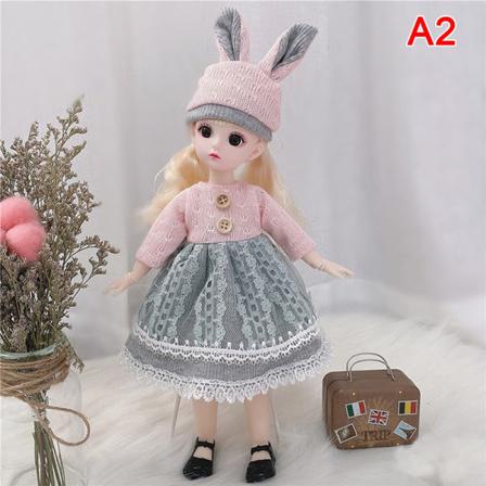 30 Cm 1/6 Bjd Docka Vinterklänning Set 21 Movable Makeup E Girl