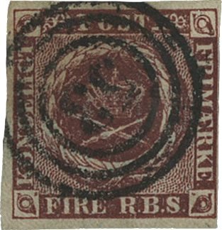 Danmark 1852 - AFA 1 Ia - Rødbrun - Stemplet